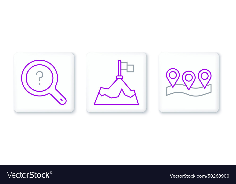 Set line location unknown search and mountains vector image Set line location unknown search and mountains