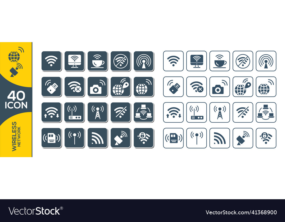 Set of different wireless and wifi icons