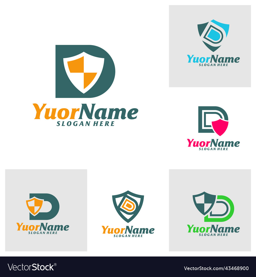 Set of initial d with shield logo design template Vector Image Set of initial d with shield logo design template