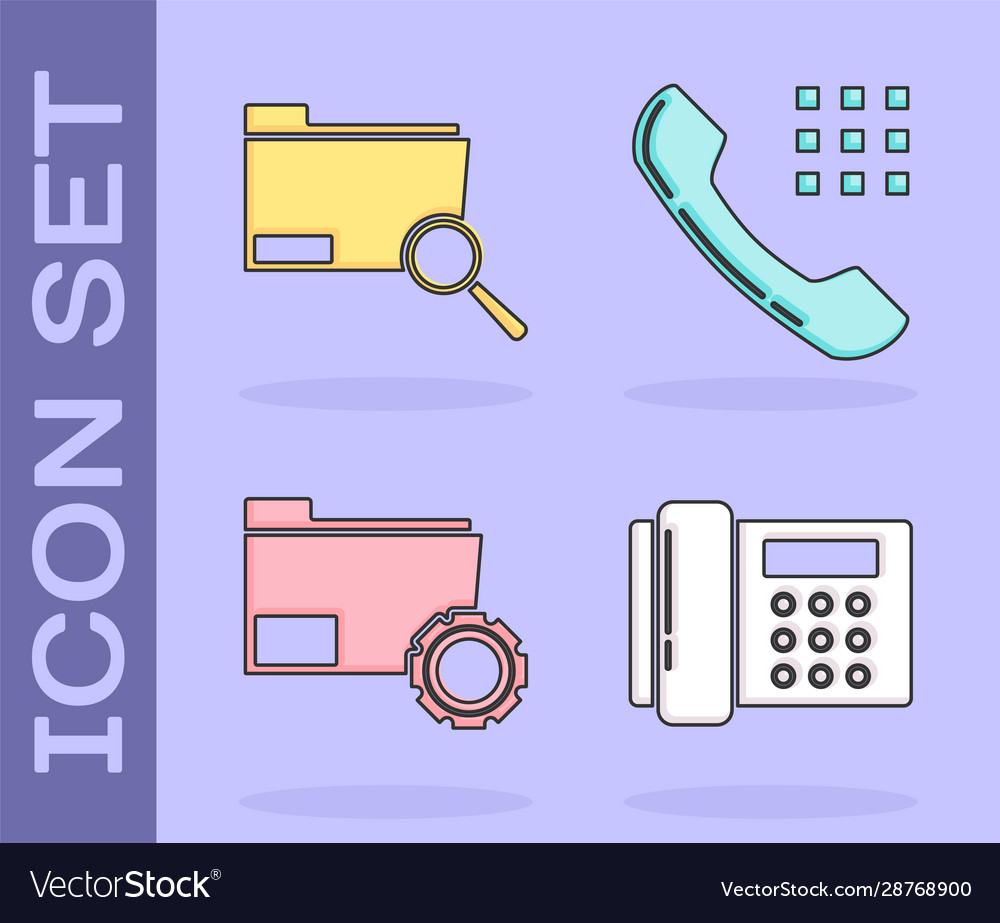 Set telephone search concept with folder vector image Set telephone search concept with folder