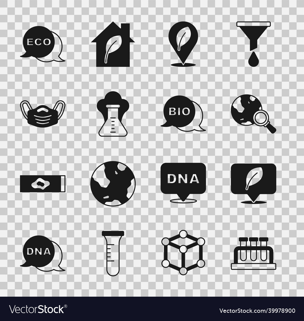 Set test tube and flask location with leaf