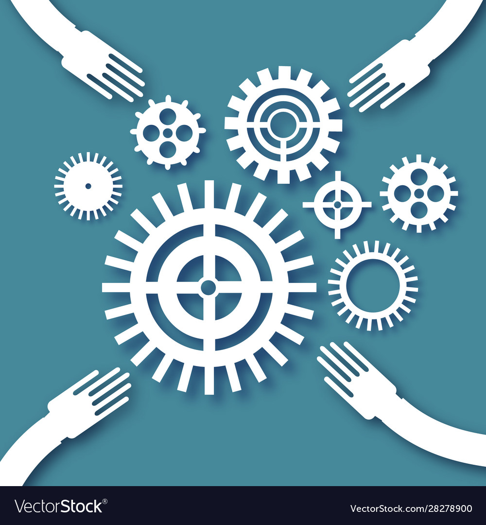 Teamwork design with gears and cogs working Vector Image Teamwork design with gears and cogs working