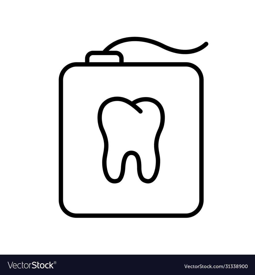 Teeth floss in rectangular case with tooth shape