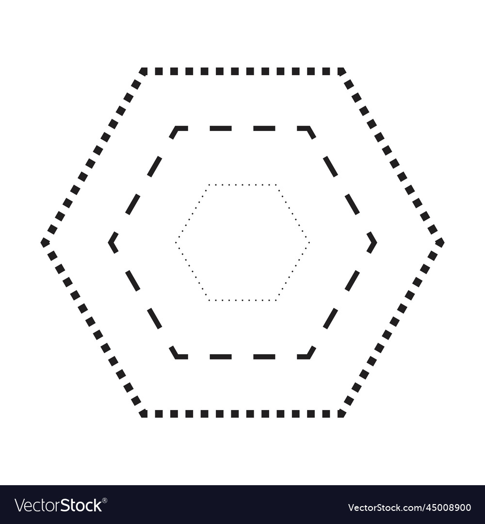 Tracing hexagon shape symbol dashed and dotted vector image Tracing hexagon shape symbol dashed and dotted