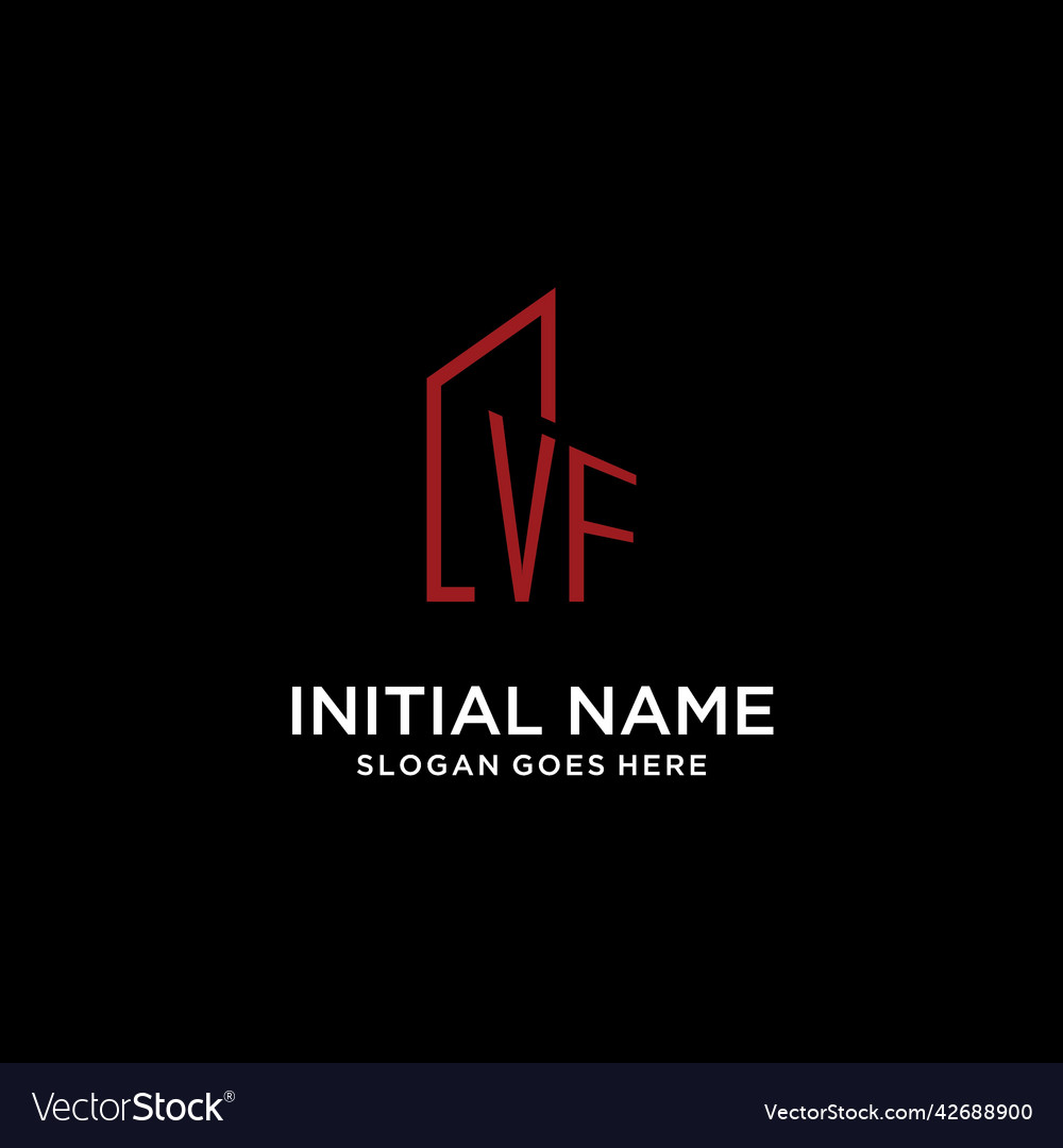 Vf initial monogram with building logo design Vector Image Vf initial monogram with building logo design