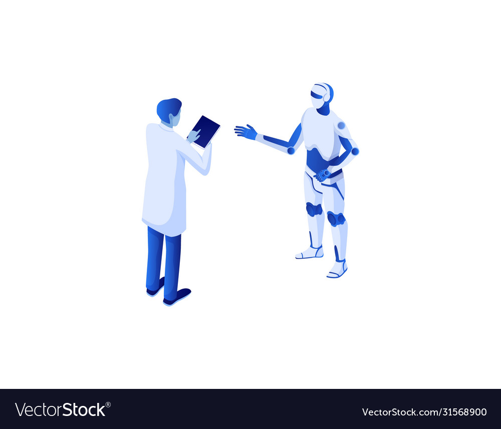 Web communication with scientific chat bot vector image Web communication with scientific chat bot