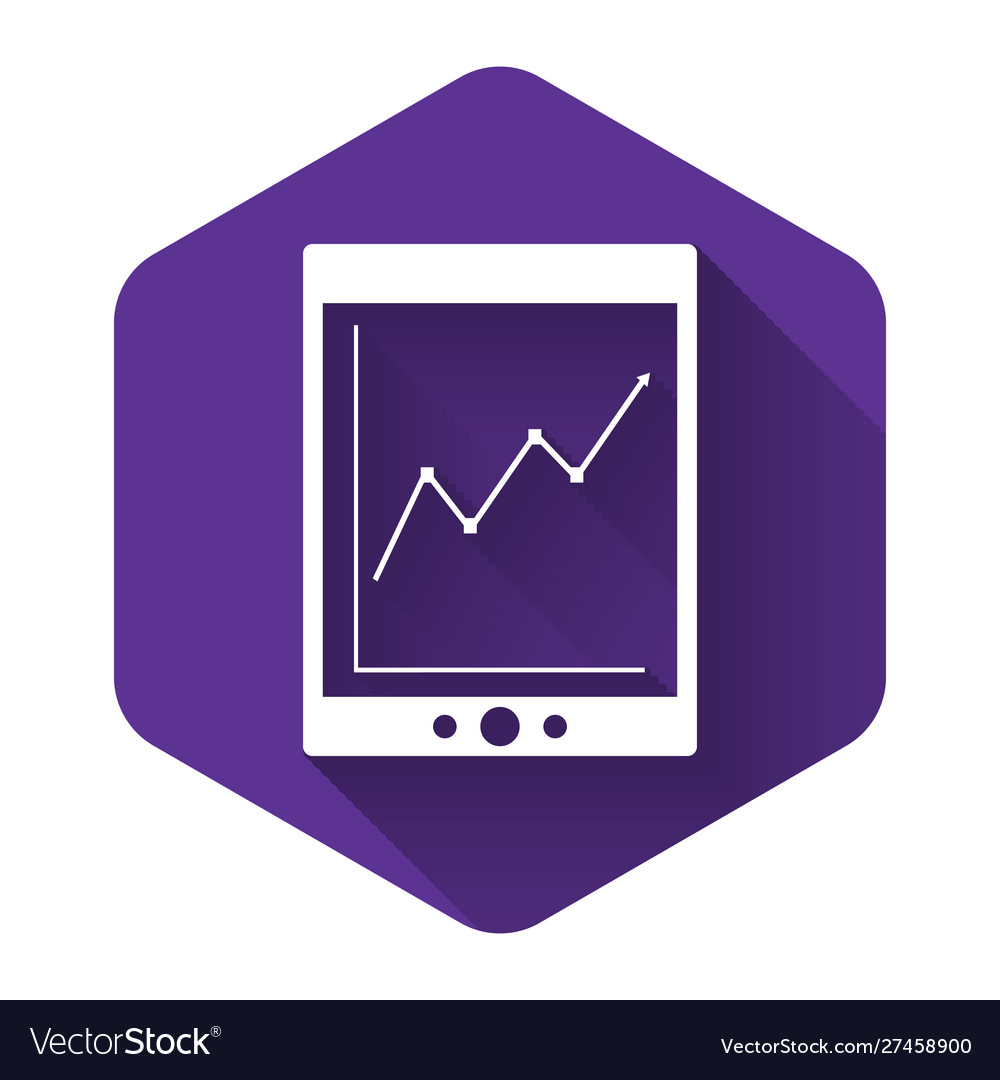 White tablet with statistic graph chart icon vector image White tablet with statistic graph chart icon