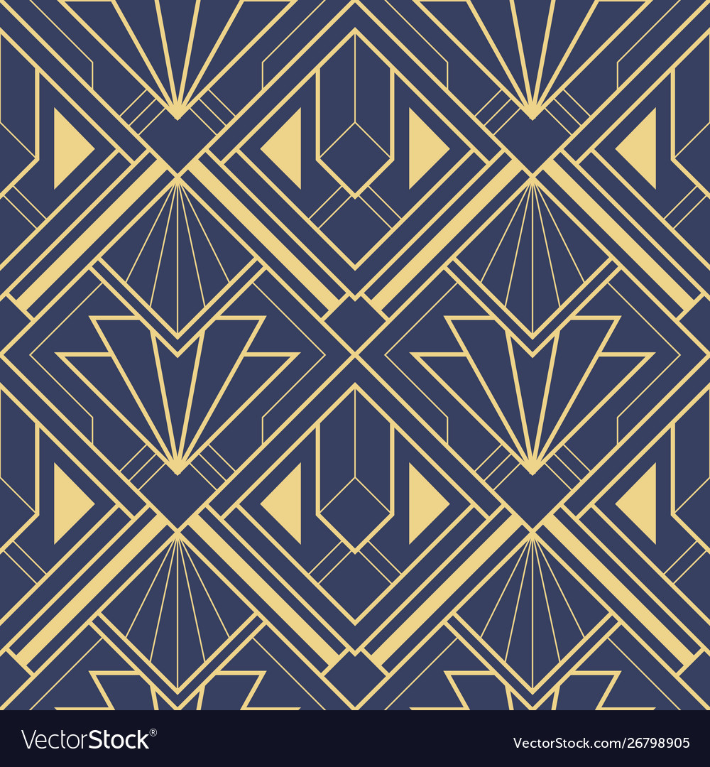 Abstract art deco geometric tiles pattern on blue Vector Image