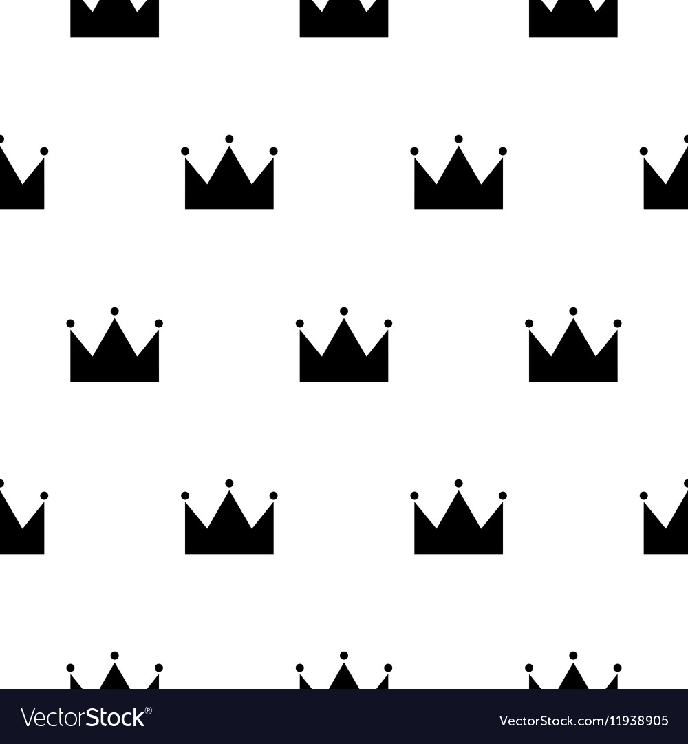 Download Black and white princess crown seamless pattern Vector Image