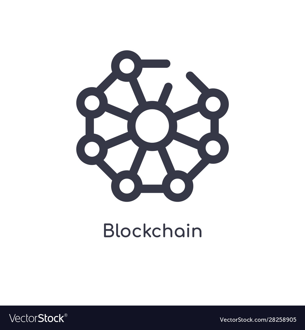 Blockchain outline icon isolated line from