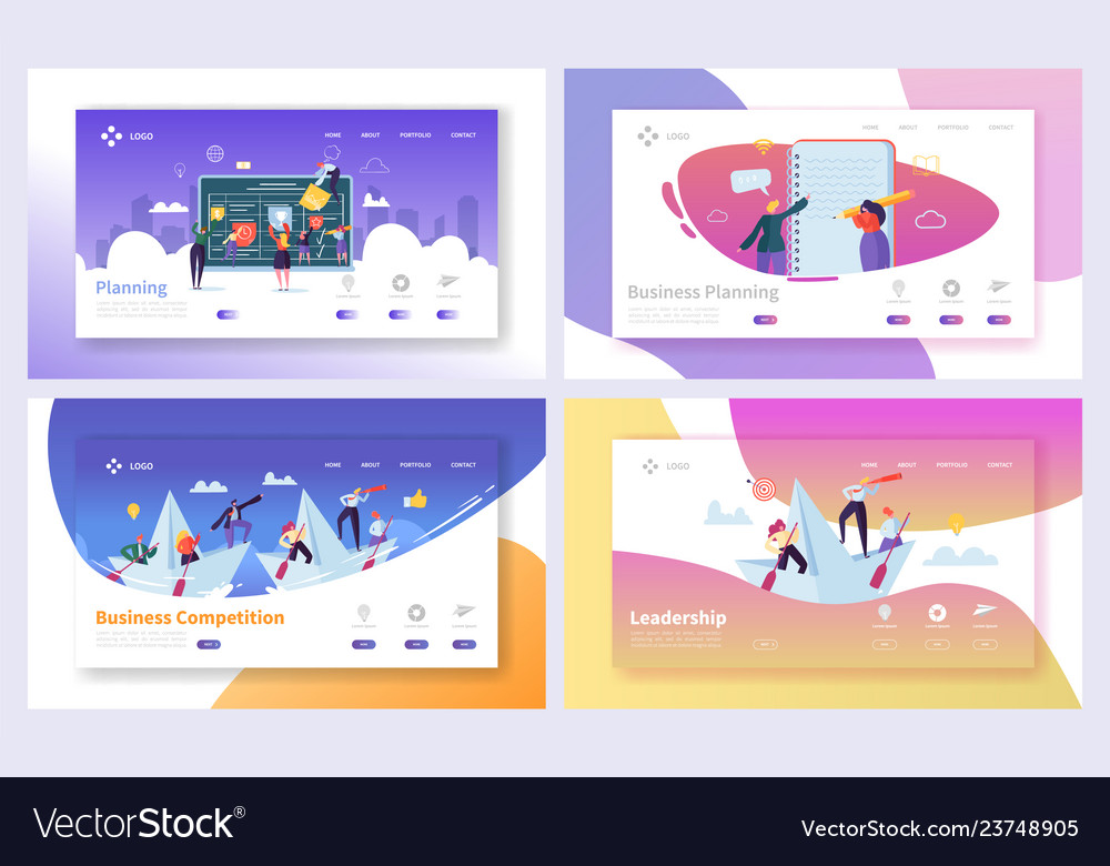 Geschäftsplanung Landing Page set