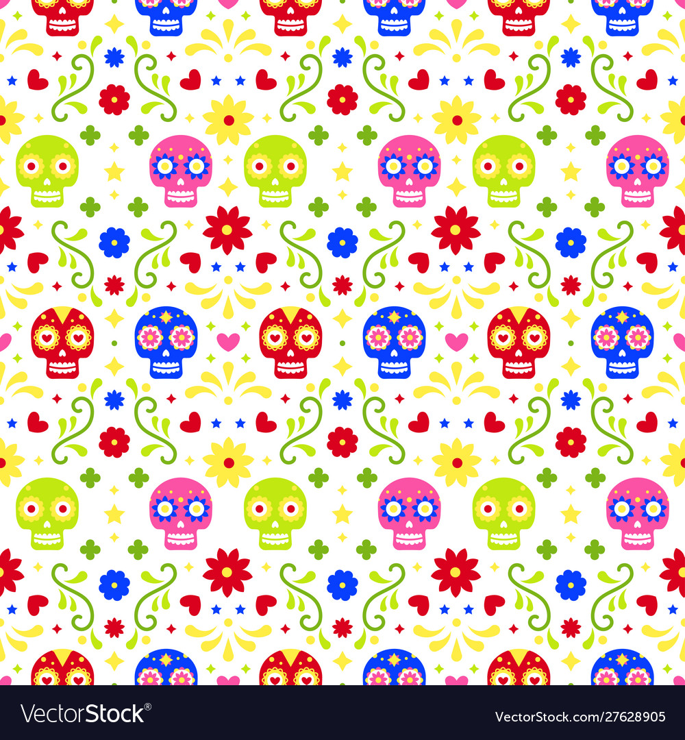 Colorful Day of the Dead Pattern