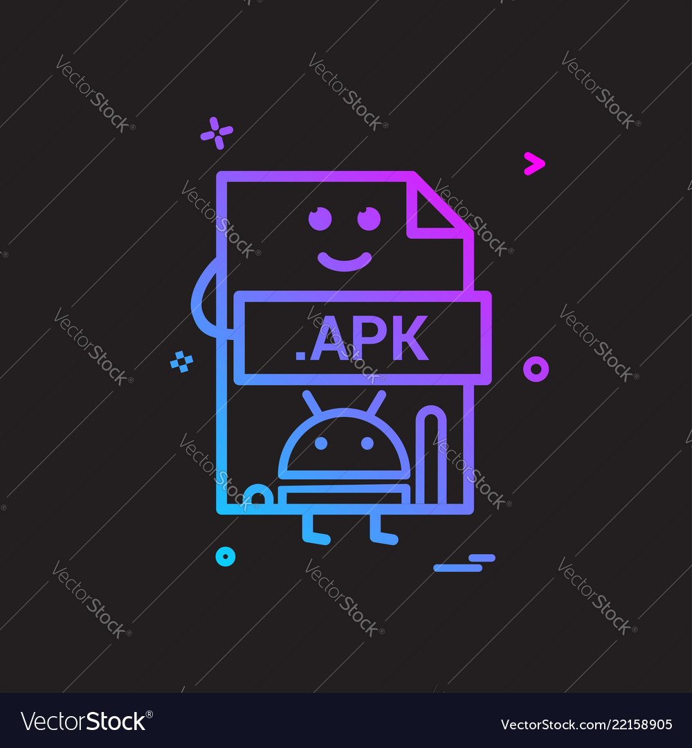 Computer apk file format type icon design Vector Image Computer apk file format type icon design