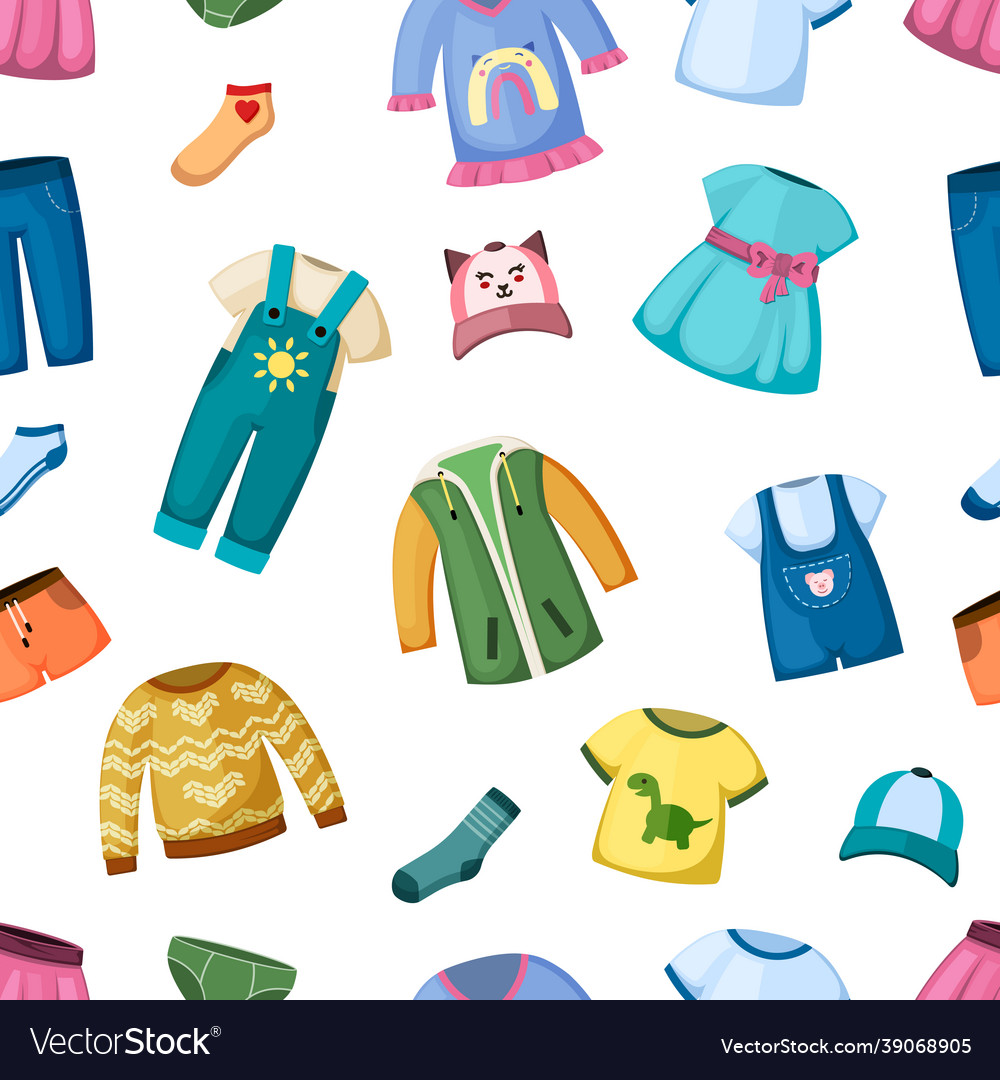 Fashion clothes for little kid seamless pattern