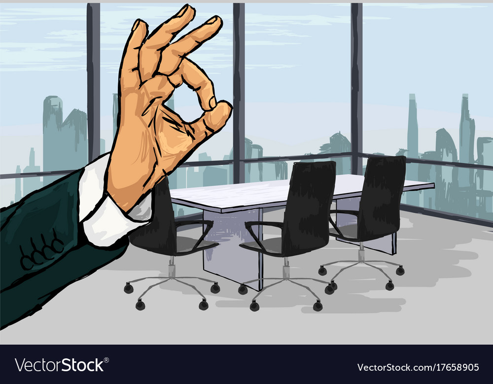 Gesture ok on office background