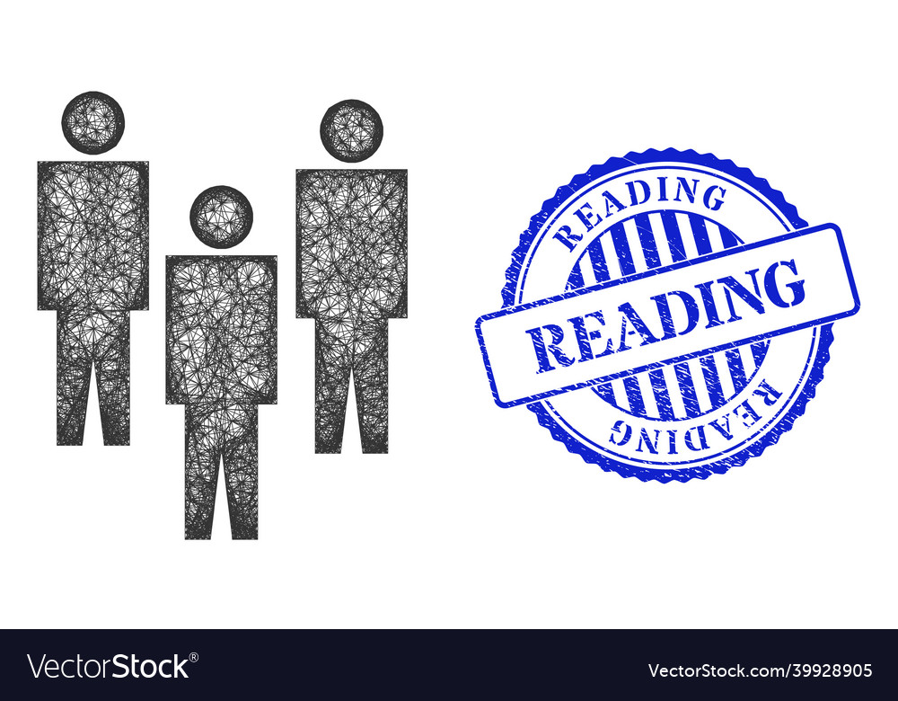 Grunge reading stamp seal and net people web mesh vector image Grunge reading stamp seal and net people web mesh