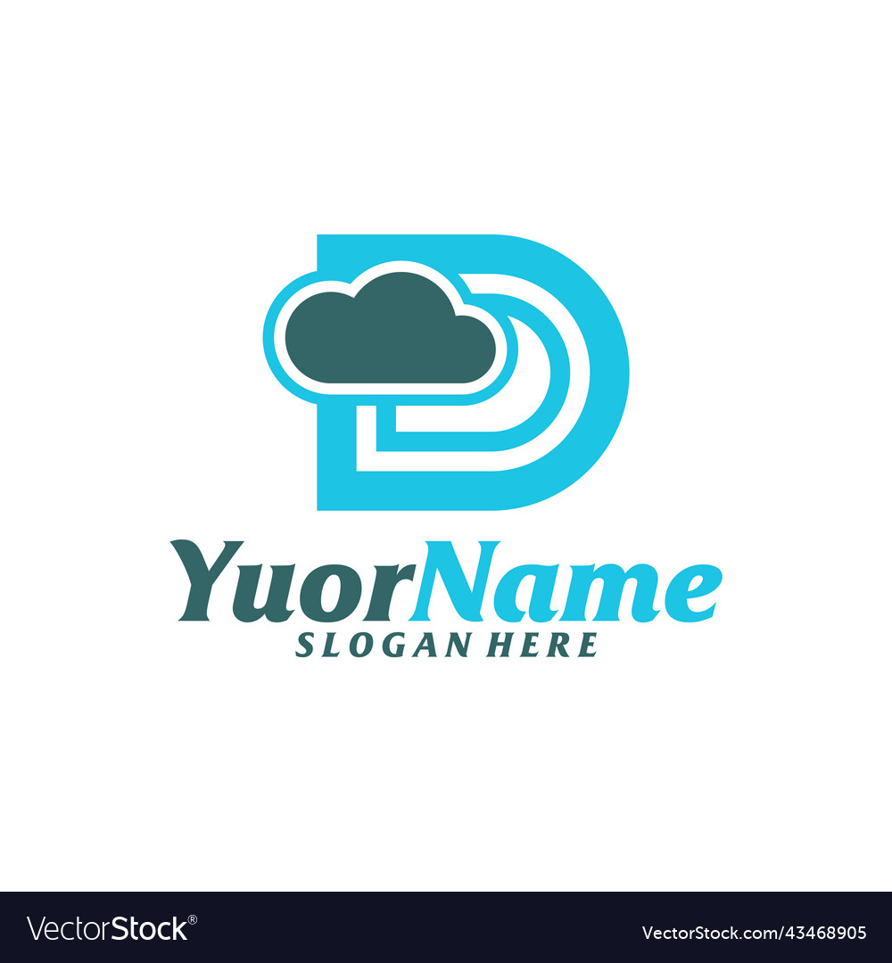 Initial d with cloud logo design template letter