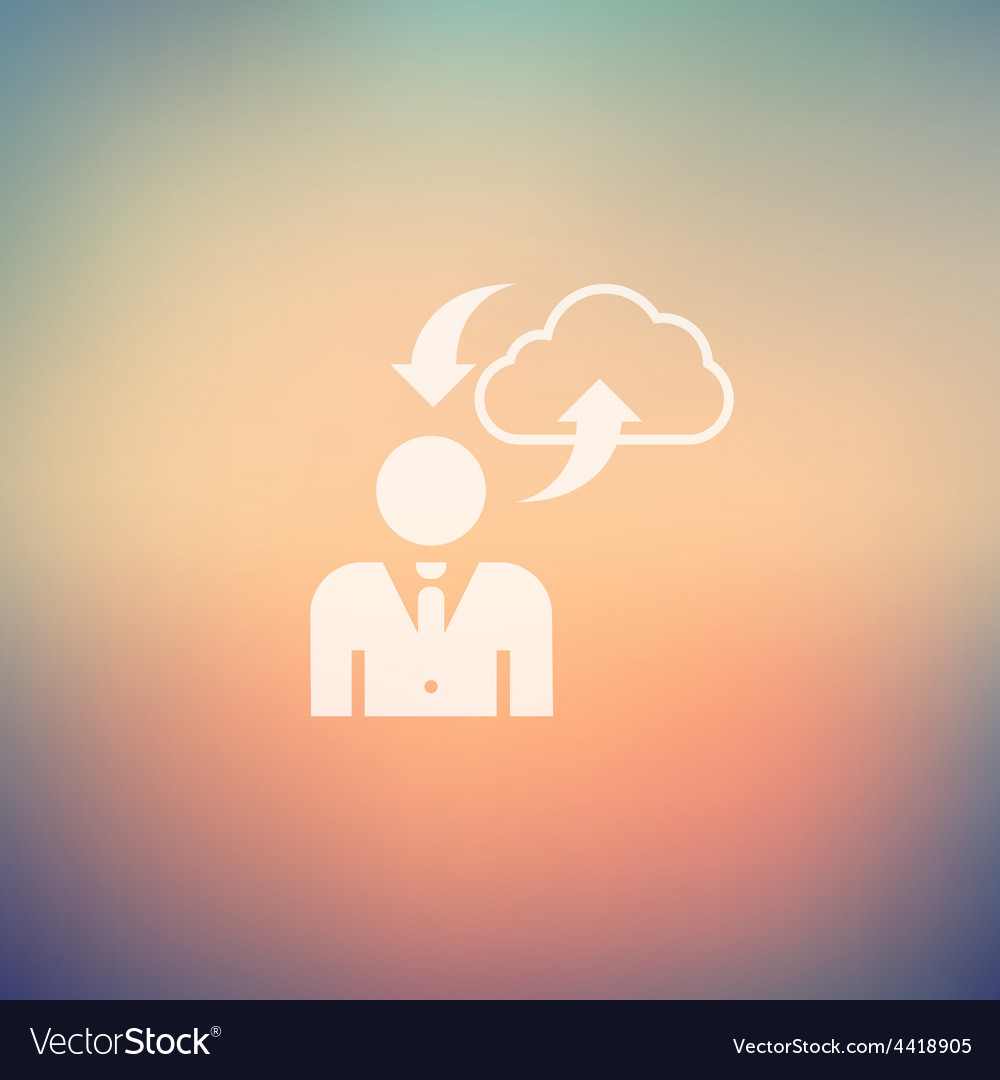Man with cloud upload and download in flat style