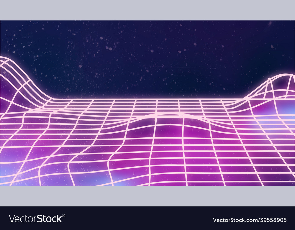Neon synthwave background with design space vector image Neon synthwave background with design space