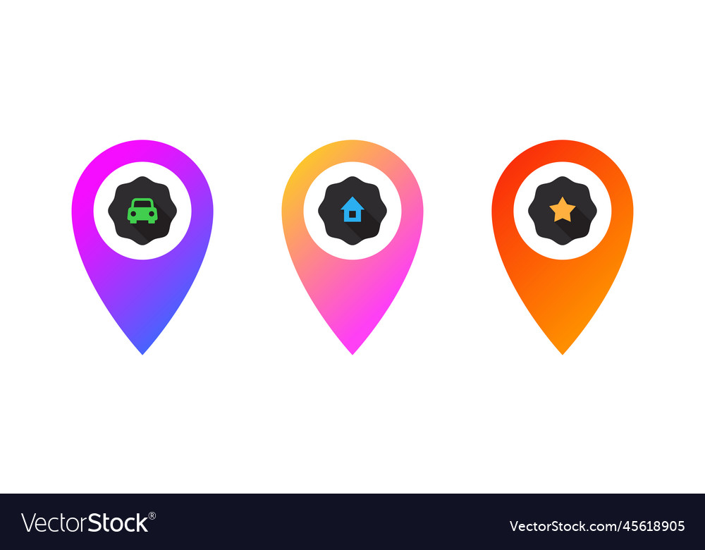 Point of location with different signs vector image Point of location with different signs