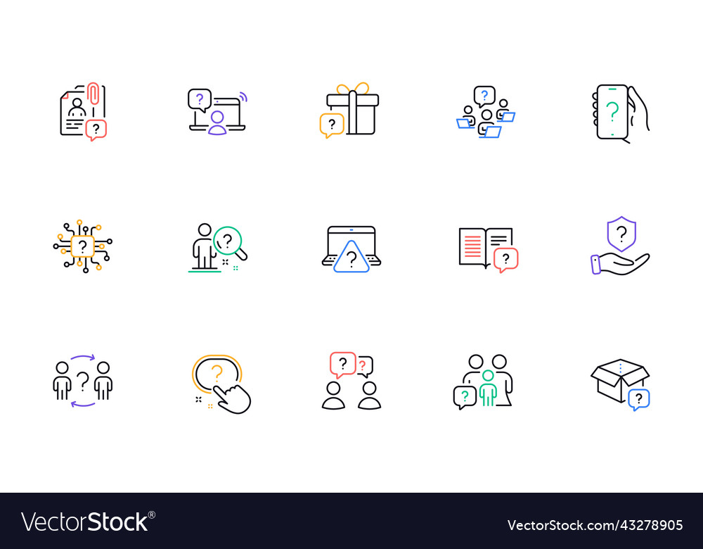 Questions line icons problem solve artificial vector image Questions line icons problem solve artificial