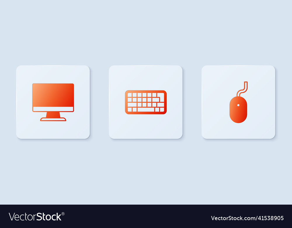 Set keyboard computer monitor screen and mouse vector image Set keyboard computer monitor screen and mouse