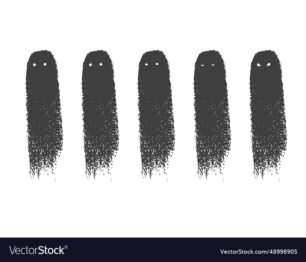 Set of ghost character emotions on a transparent vector image Set of ghost character emotions on a transparent