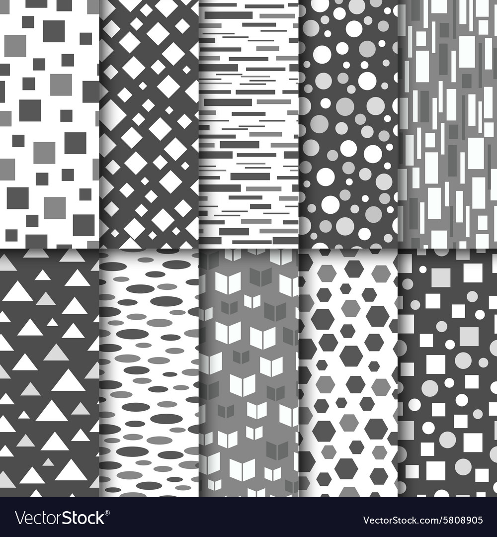Set of seamless black and white patterns