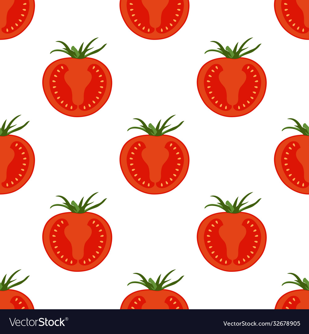 Slice tomatoes pattern isolated on white