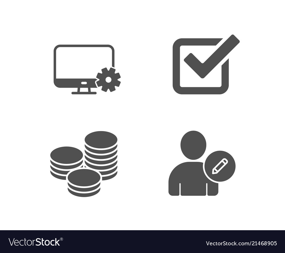 Tips monitor settings and checkbox icons edit Vector Image Tips monitor settings and checkbox icons edit