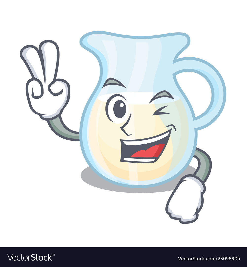 Two finger jug of milk isolated on mascot