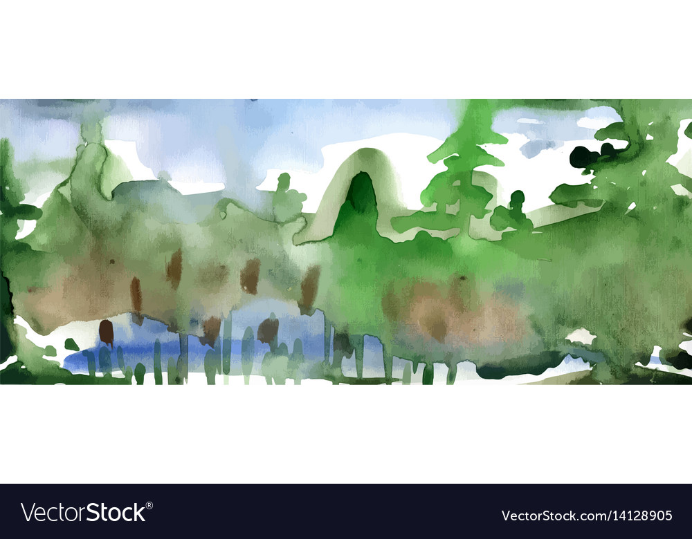 Watercolor Forest Landscape Royalty Free Vector Image