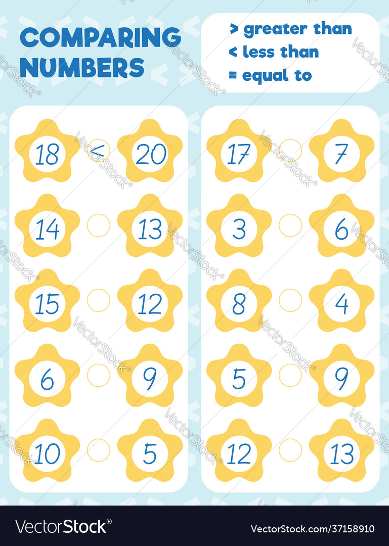 Comparing numbers worksheet practice print sheet