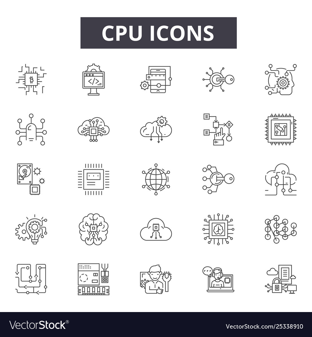 CPU Line Icons - Technology Set