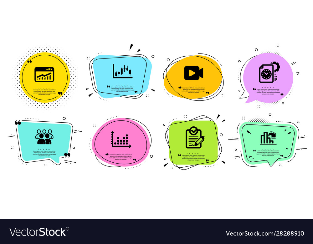 Dot plot decreasing graph and video camera icons
