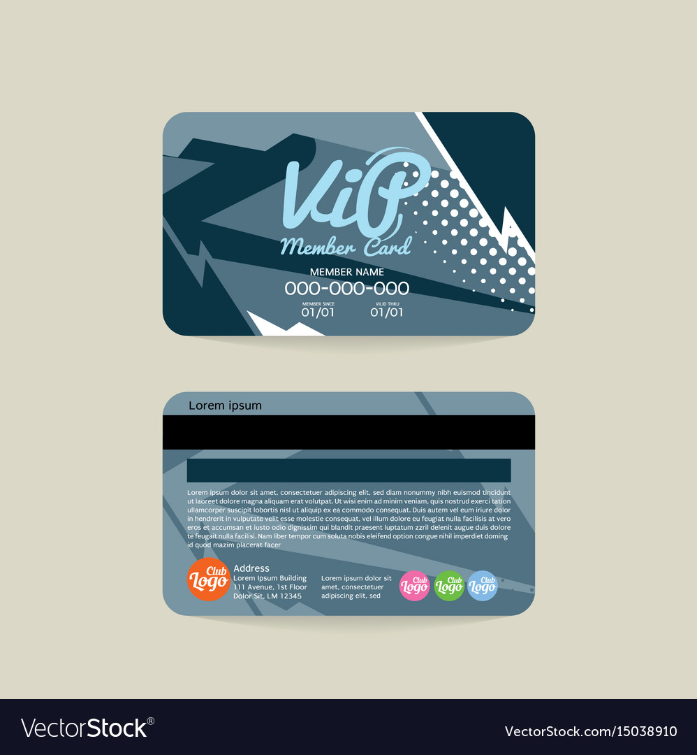 Front And Back Vip Member Card Template Royalty Free Vector