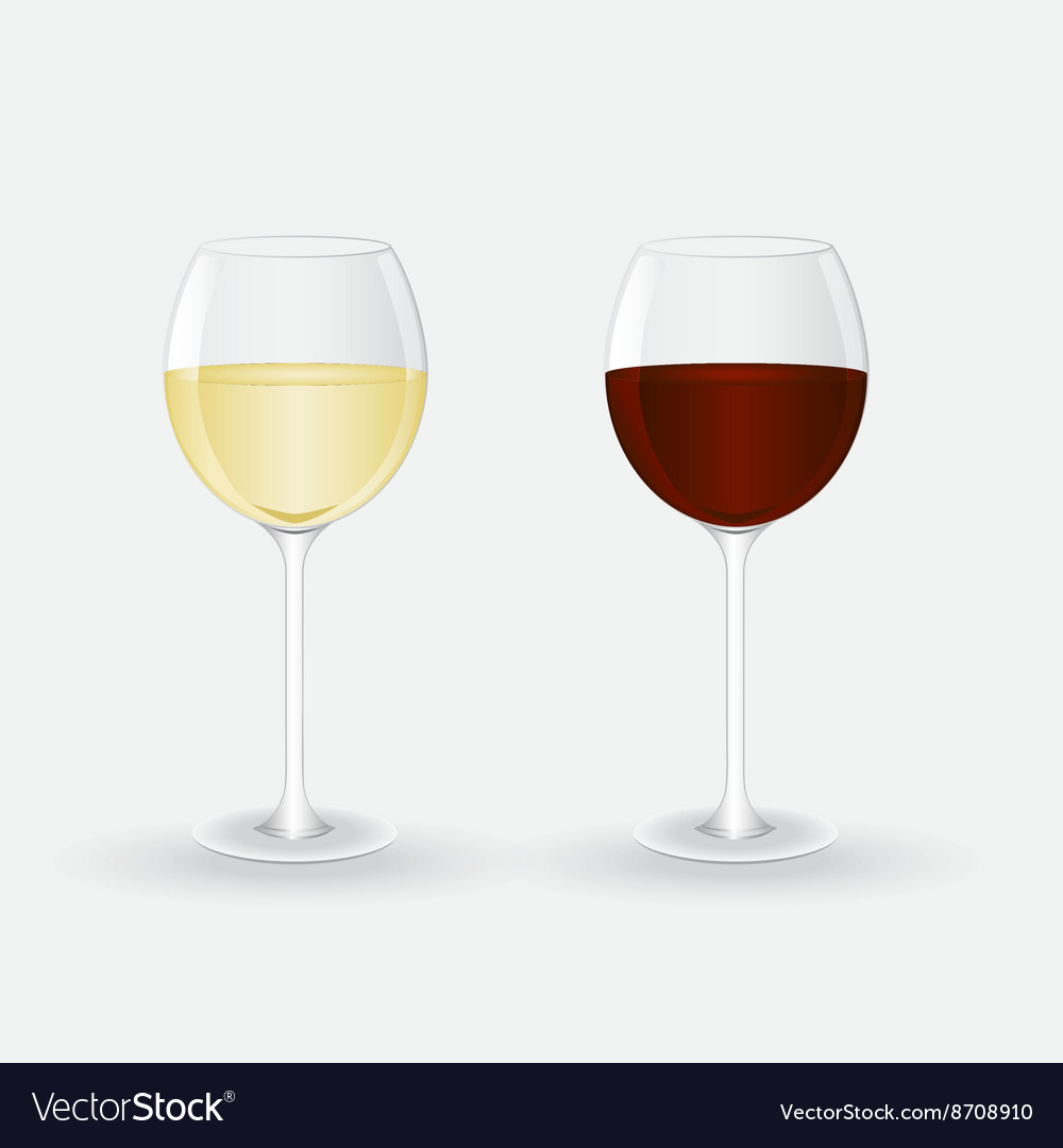 Glasses with white and red wine