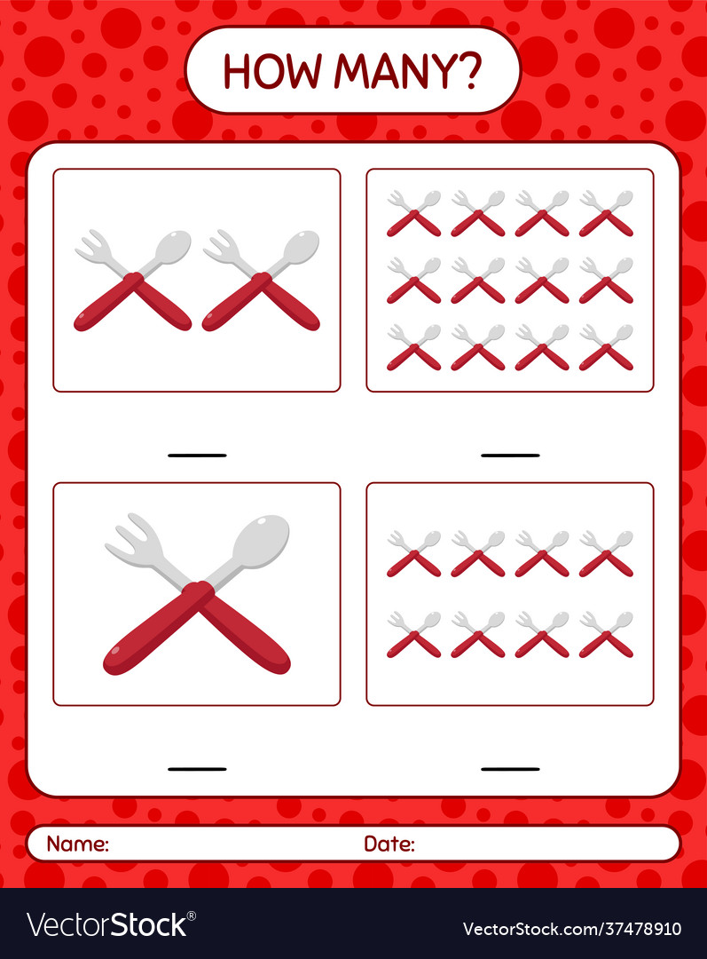 How many counting game with spoon and fork vector image How many counting game with spoon and fork