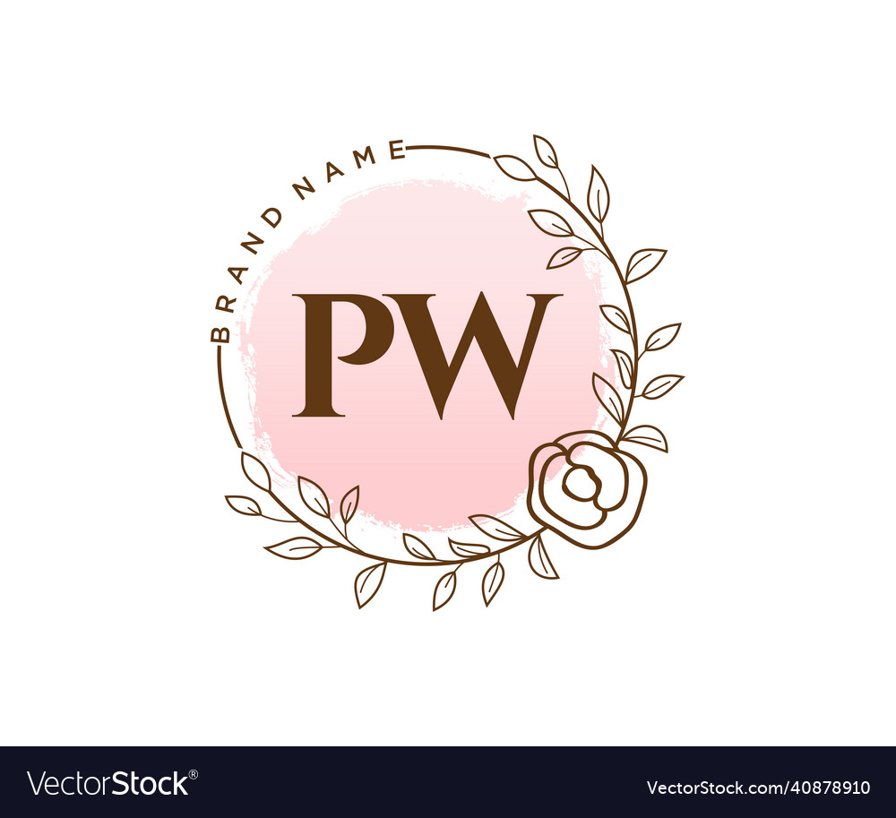 Initial pw feminine logo usable for nature salon