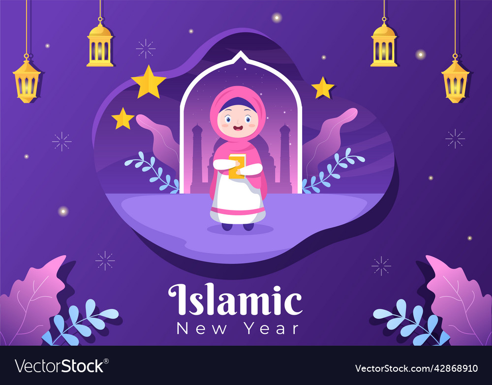 Islamic new year day or 1 muharram background Vector Image