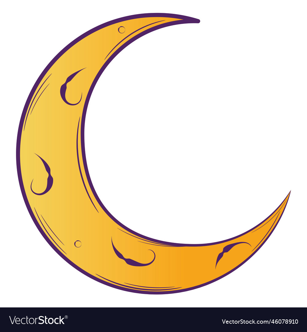 Isolated colored sketch of moon arab style