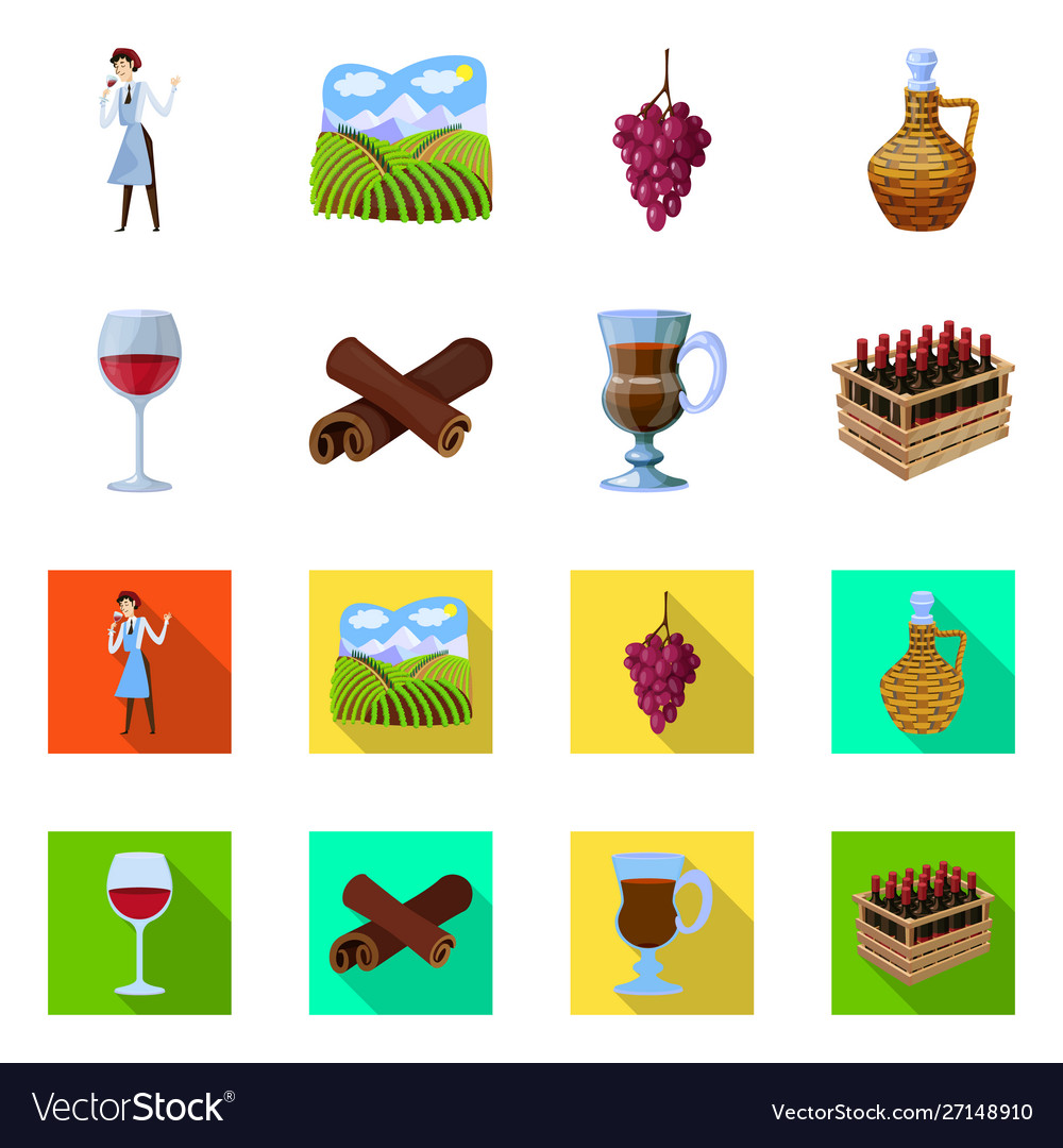 Isolated object farm and vineyard sign set vector image Isolated object farm and vineyard sign set