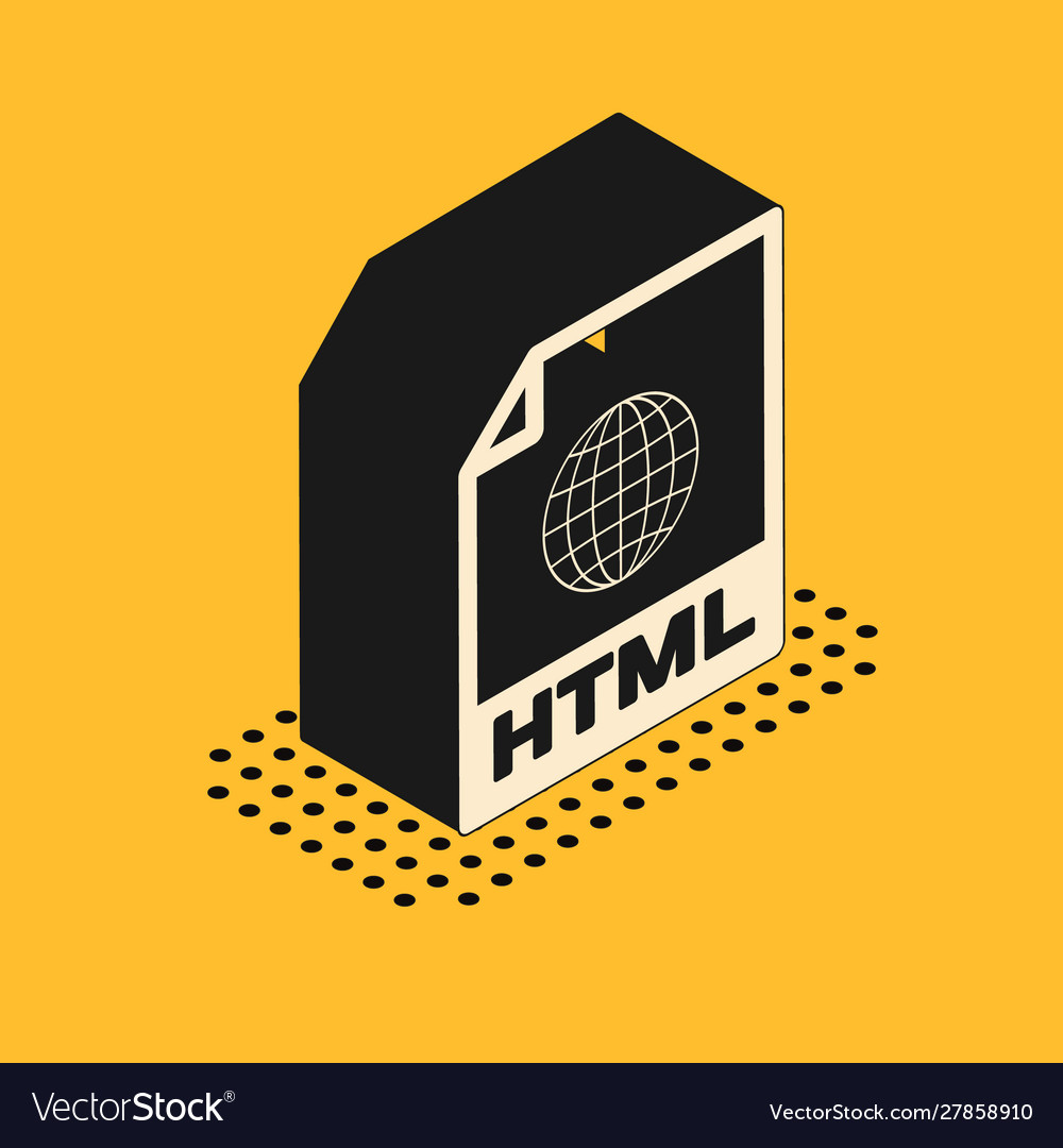 Isometric html file document download button vector image Isometric html file document download button