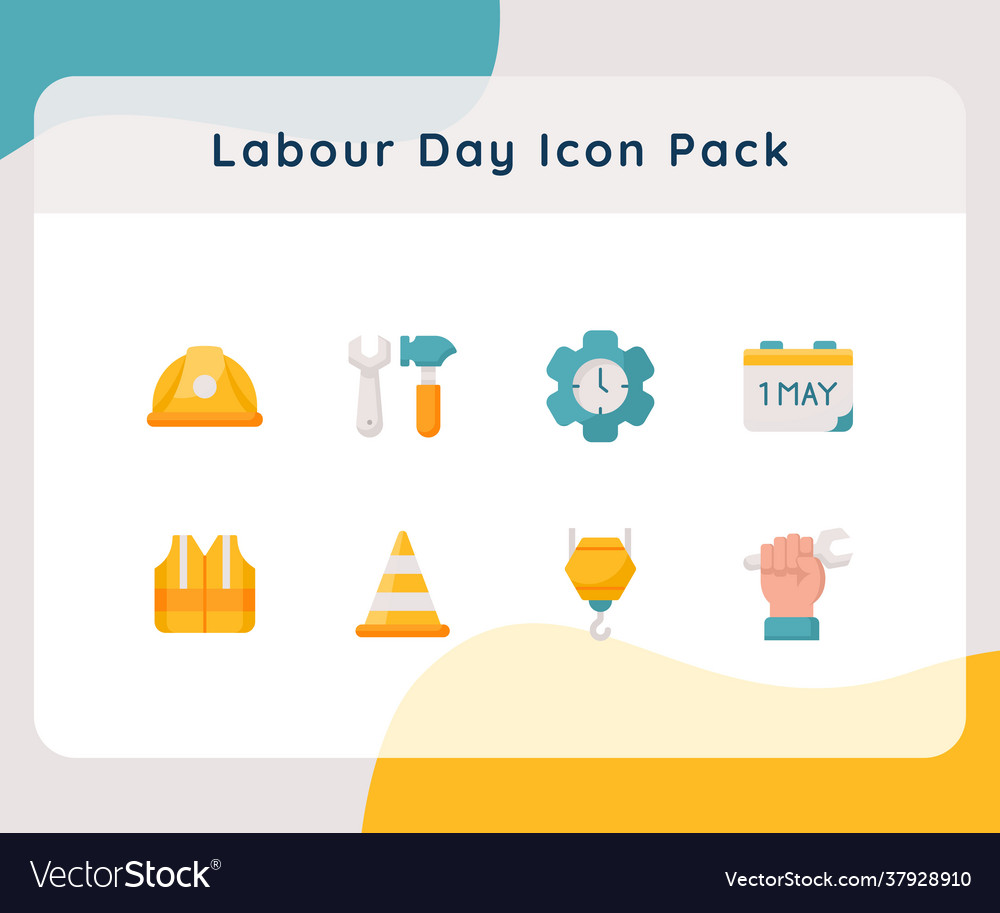 Labour day icon icons set collection package vector image Labour day icon icons set collection package
