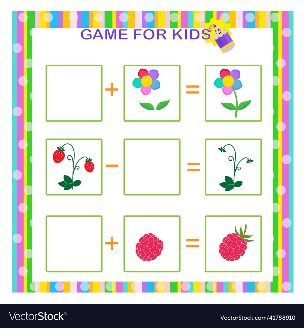 Logic game for children preschool worksheet Vector Image