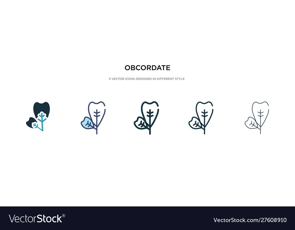 Obcordate icon in different style two colored