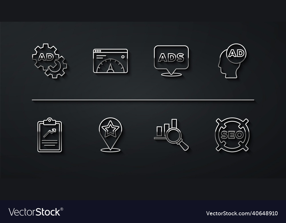 Set line advertising clipboard with graph chart Vector Image Set line advertising clipboard with graph chart