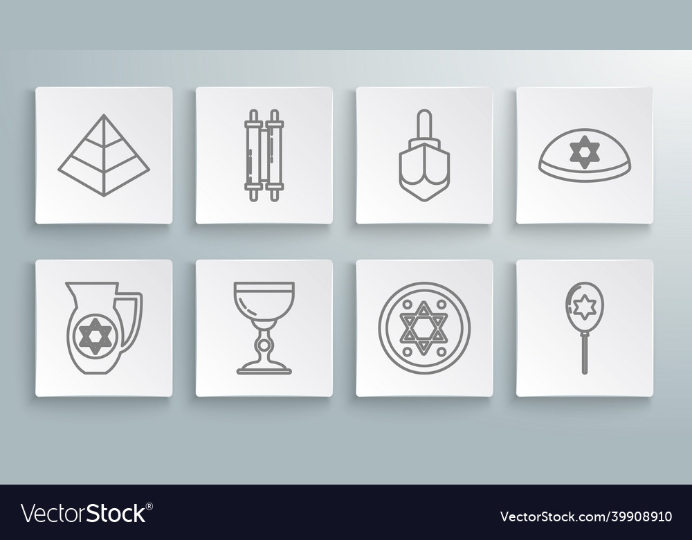 Set line decanter with star of david torah scroll vector image Set line decanter with star of david torah scroll