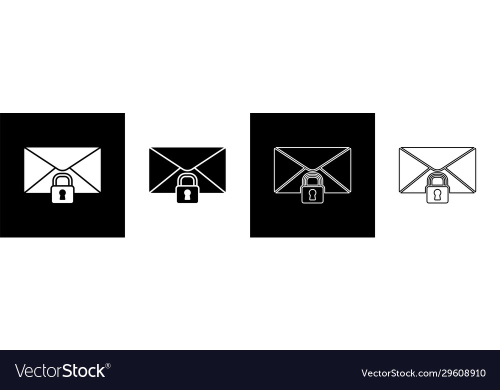 Set mail message lock password icon isolated vector image Set mail message lock password icon isolated