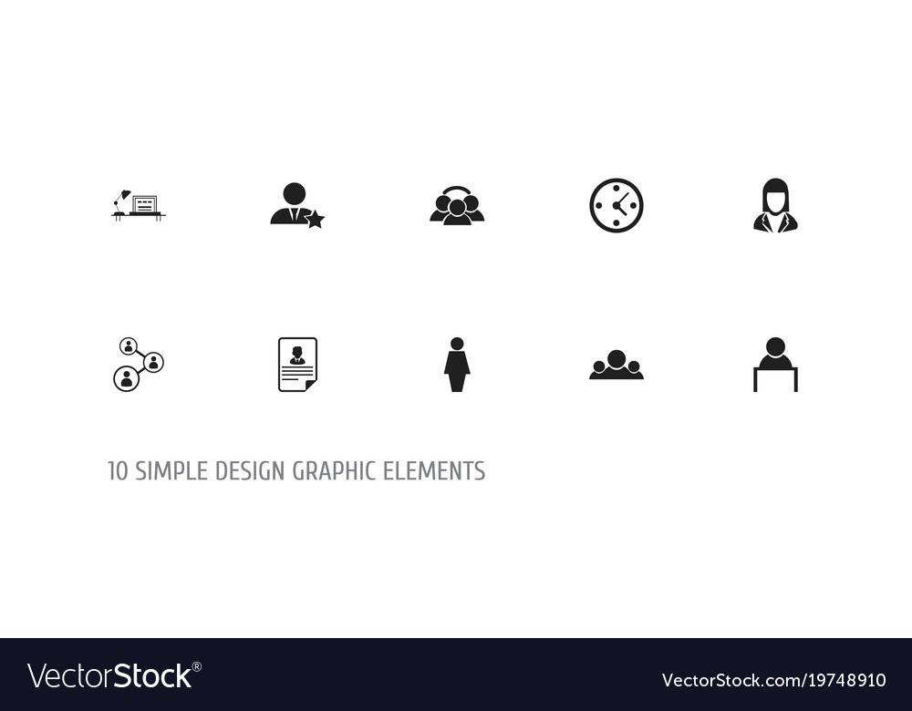 Set of 10 editable job icons includes symbols